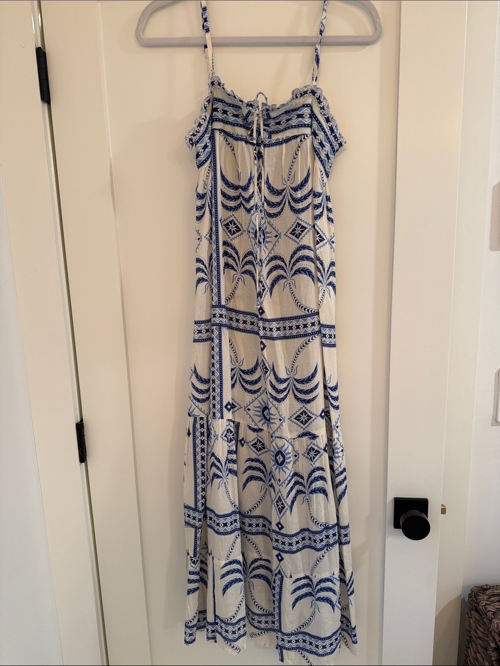 Haute Hippie White and Blue Printed Maxi Dress